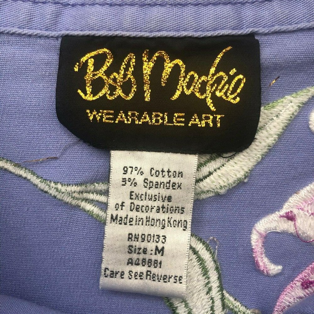 Bob Mackie Wearable Art Embroidered Lillies Lavender Lilac Shirt Jacket - Picture 5 of 5